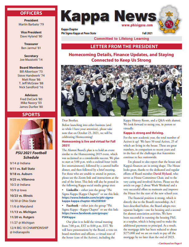 Fall 2021 Newsletter